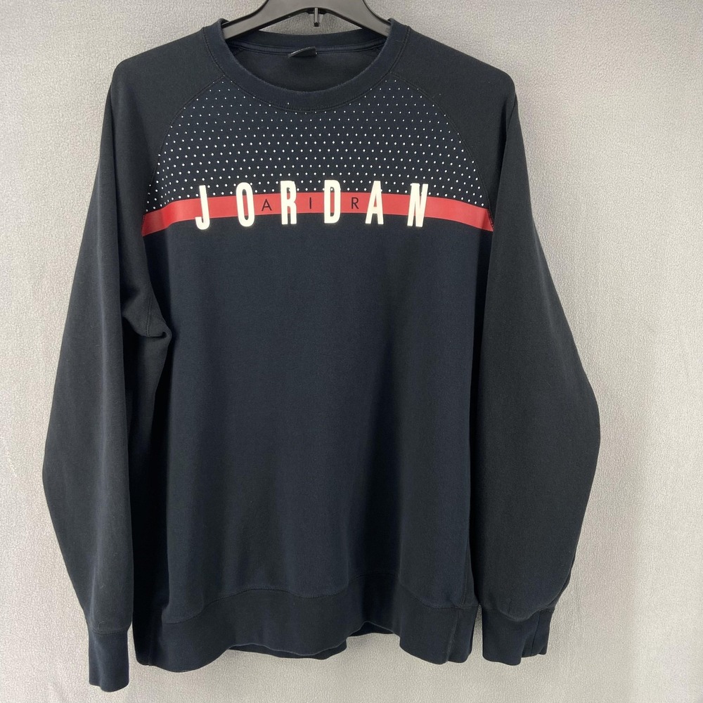 Air Jordan Sweatshirt Men 2XL Black Crewneck Pullover Logo Gym Basketball Active